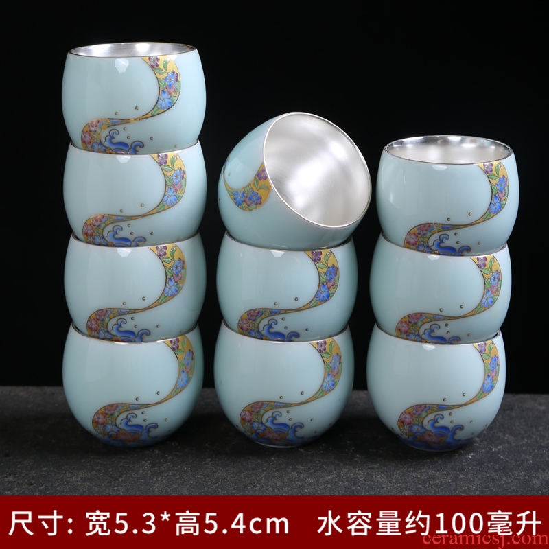 Celadon teacup tea sets jingdezhen ceramic household single cup teapot with contracted kung fu tea tea tray