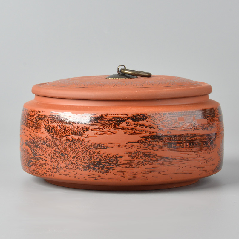 Purple sand pottery and porcelain tea pot seal can save up tea cake as cans pu 'er tea custom qingming shanghe large box