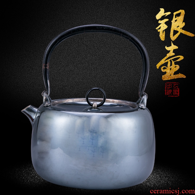 A silver teapot 999 sterling silver checking kettle teapot electric TaoLu pot of cooked pot Japanese girder