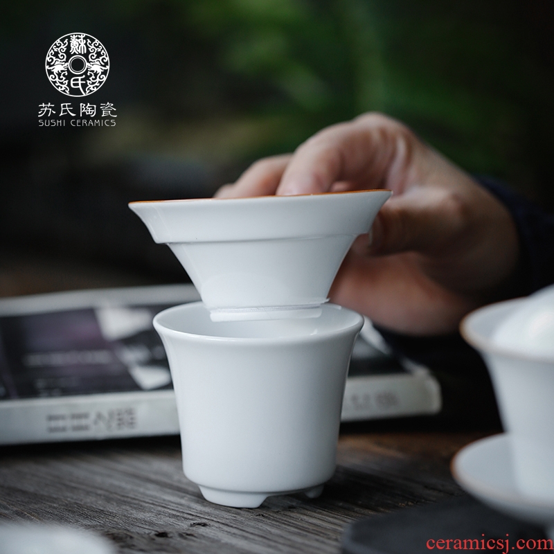 His sweet white porcelain) tea about ceramic filter kung fu tea tea accessories filter combination