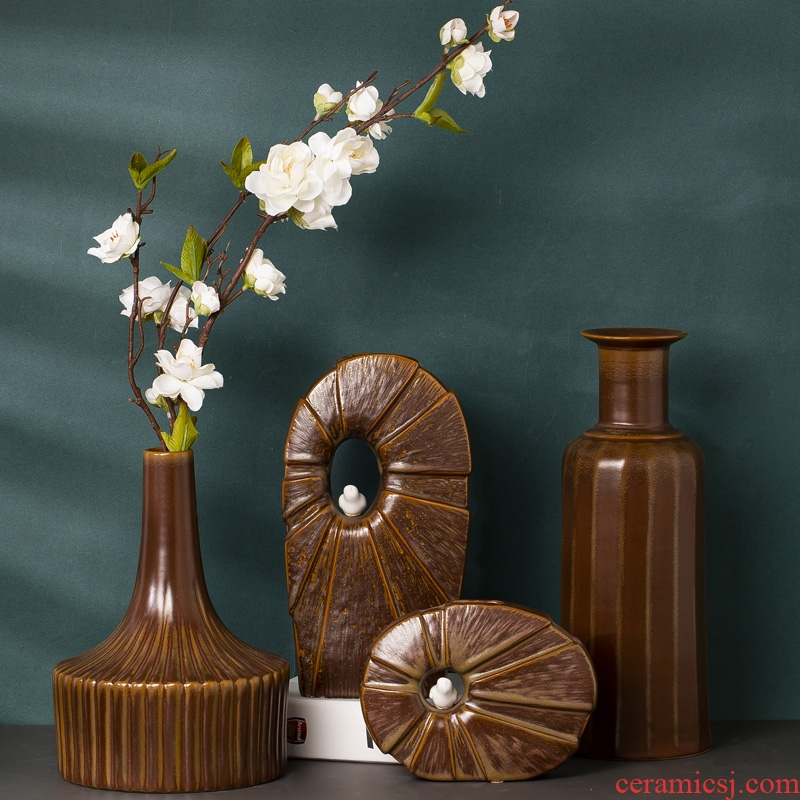 Jingdezhen ceramic art porcelain vase restoring ancient ways is the sitting room office desk desk flower implement of new Chinese style furnishing articles