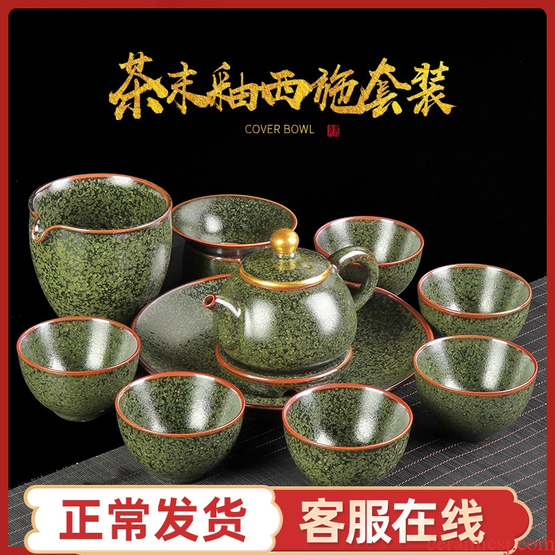 Fanny wong master gold kung fu tea set Taiwan tea dust glaze checking ceramic tea set of a complete set of the home