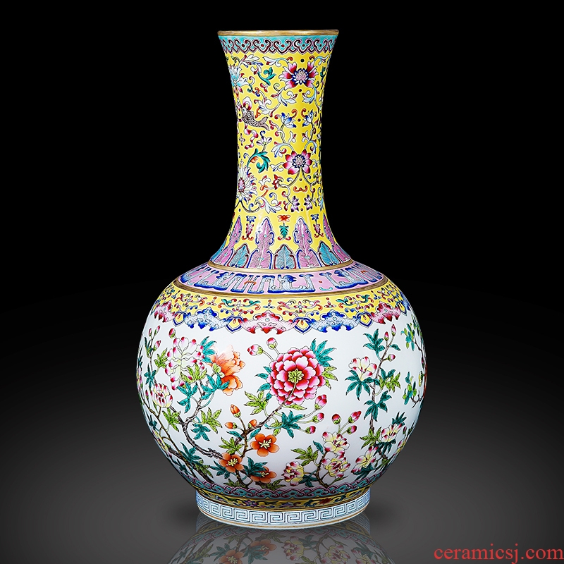 Jingdezhen ceramics archaize the qing qianlong enamel see colour yellow floral bottles of sitting room home decor collection furnishing articles