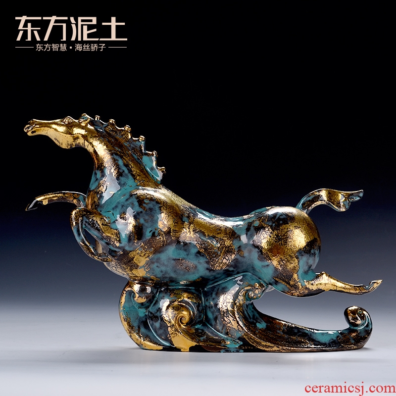 Oriental clay ceramic artisans Zhang Chang the teacher Lin works bronze horse furnishing articles/treader tianma color series