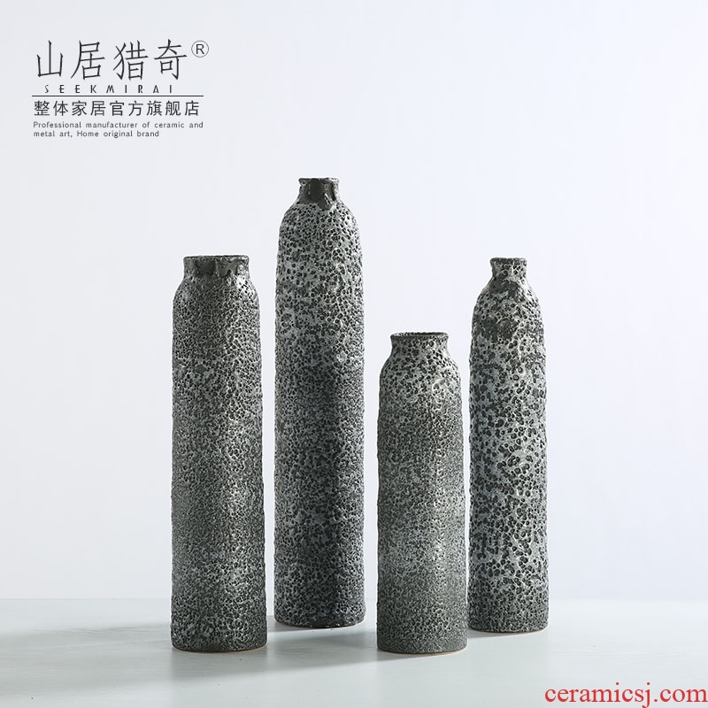 Chinese style restoring ancient ways ceramic vase variable gray flower arrangement designer example room living room table soft outfit furnishing articles