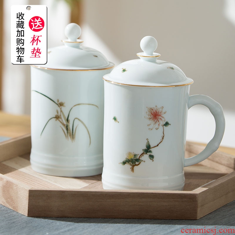 Jingdezhen ceramic cups with cover the waters, BeiYing green office boss cup tea cups with gift box