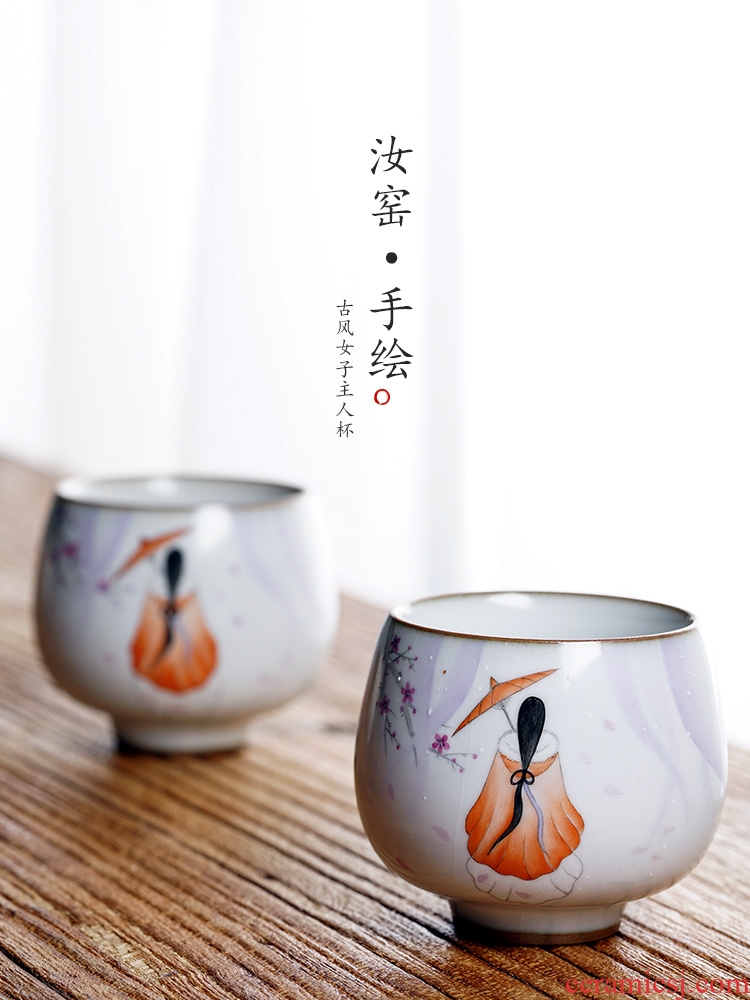 Jingdezhen ceramic sample tea cup master cup single cup "women 's singles - drawn on a ancientry kunfu tea cups your up with pure manual
