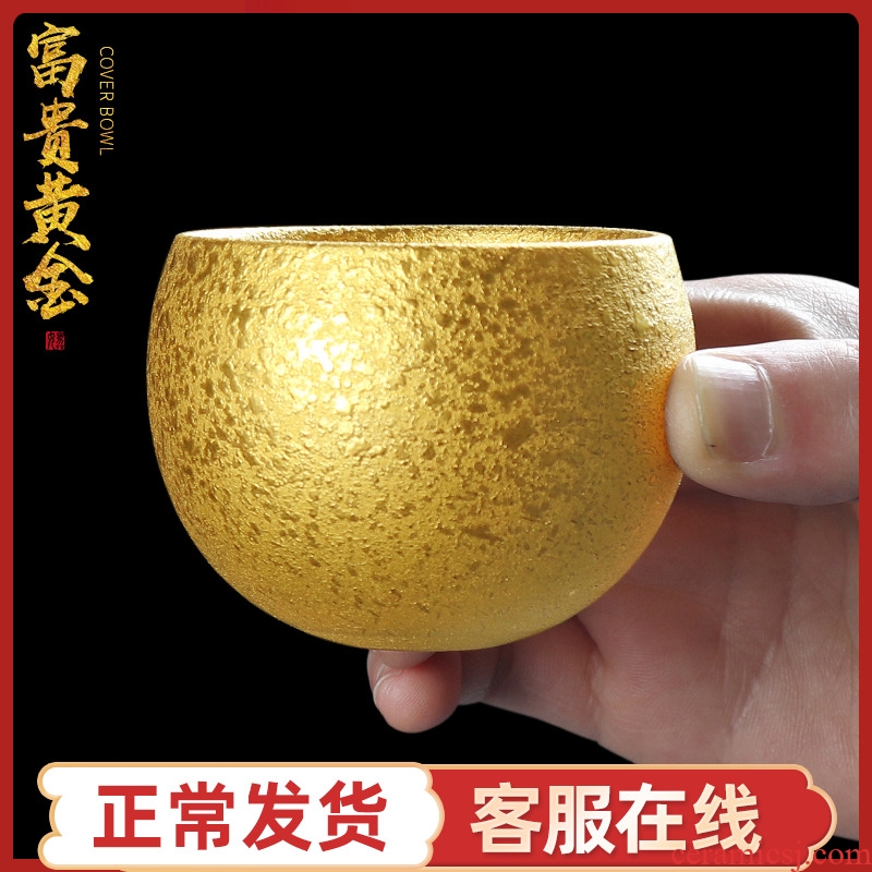 Pure manual master cup Pure 24 k gold retro household ceramic cup tea set large sample tea cup cup