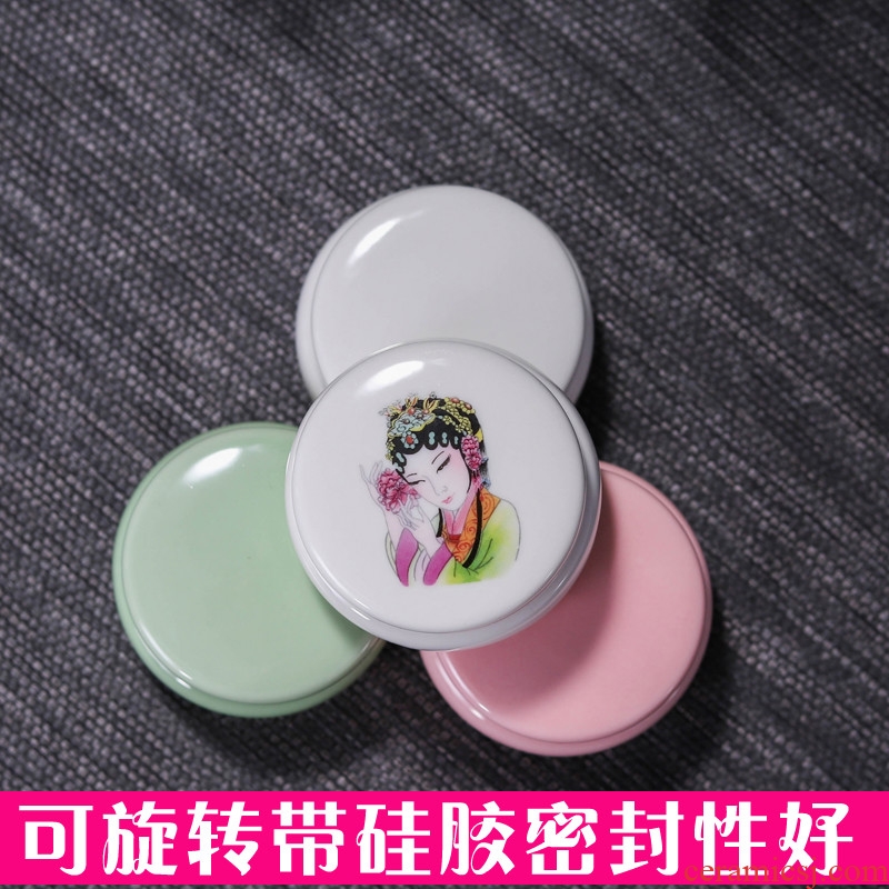 Work ceramic new pink green POTS canister porcelain powder pink box rouge box paste pot cream jar