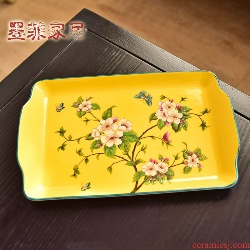 New Chinese style ceramic American tea tray was fruit tray table vintage keys snack tea tea table plate decoration furnishing articles