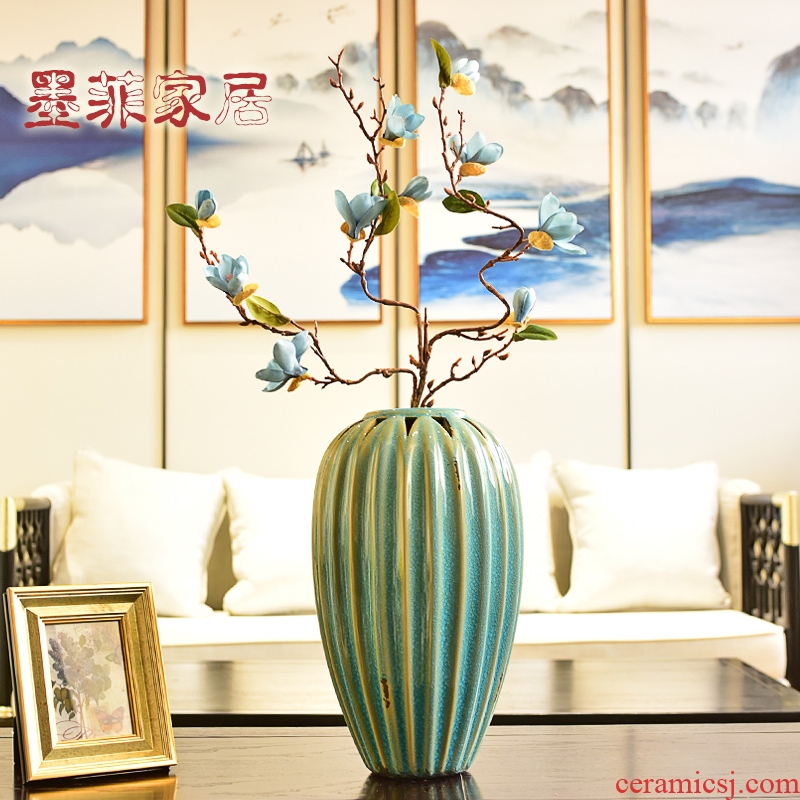 New Chinese style restoring ancient ways is hollow out Angle of several TV ark, ceramic vases, the sitting room porch decoration flower arranging furnishing articles household act the role ofing is tasted
