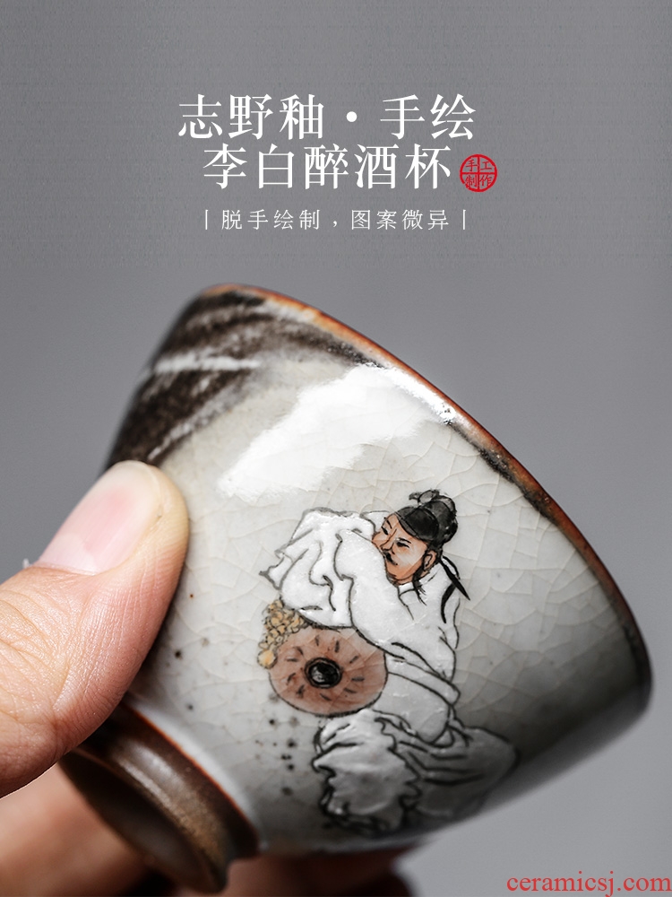 Jingdezhen kung fu masters cup li bai drunken hand - made ceramic cups sample tea cup a cup of pure checking tea light cup
