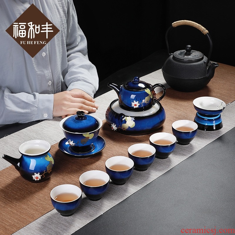 F the who contracted ceramic kung fu tea set the whole household silver dry tea tea tray lid bowl of creative gift box package