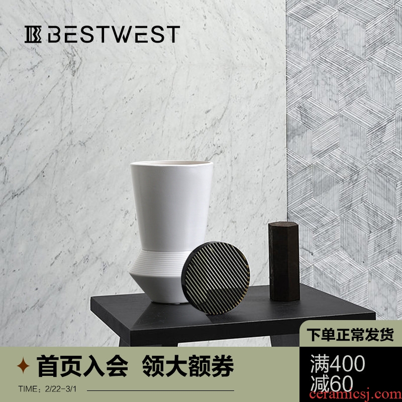 BEST WEST creative, black and white ceramic vase furnishing articles living room table dry flower vase decoration decoration