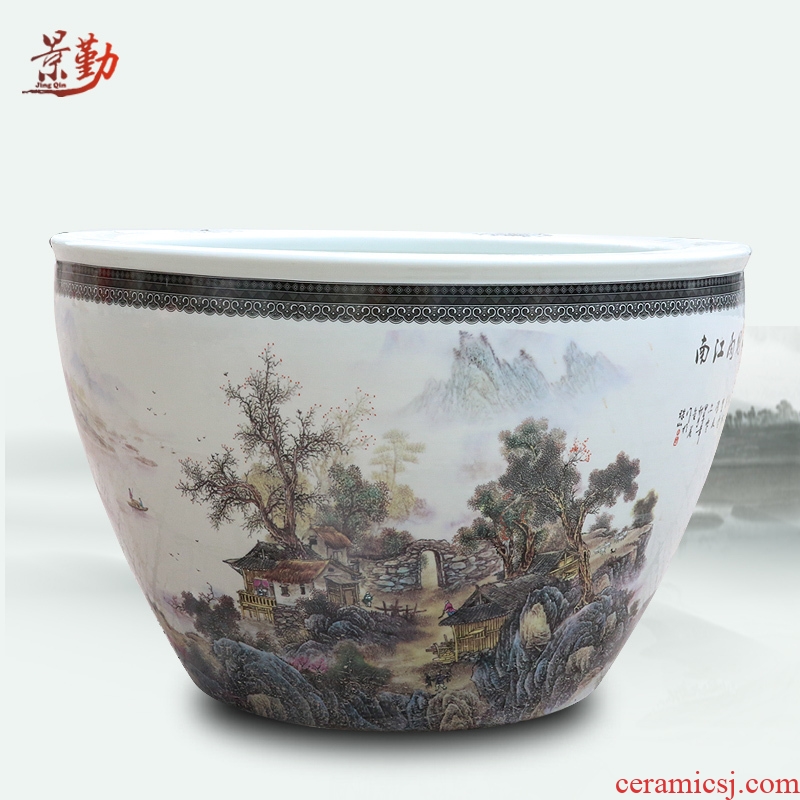 Jingdezhen ceramics from pastel landscape characters daikin aquarium water shallow tortoise cylinder water lily refers to basin of lotus furnishing articles