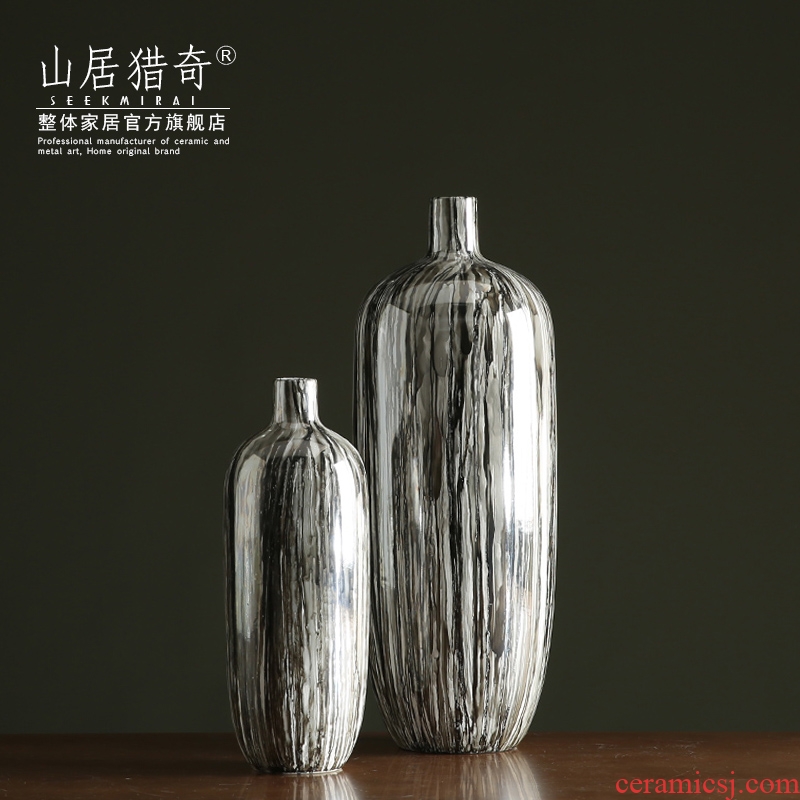 New Chinese style ceramic vase furnishing articles grey wood high model of pottery vase sitting room porch small expressions using flower arranging flowers