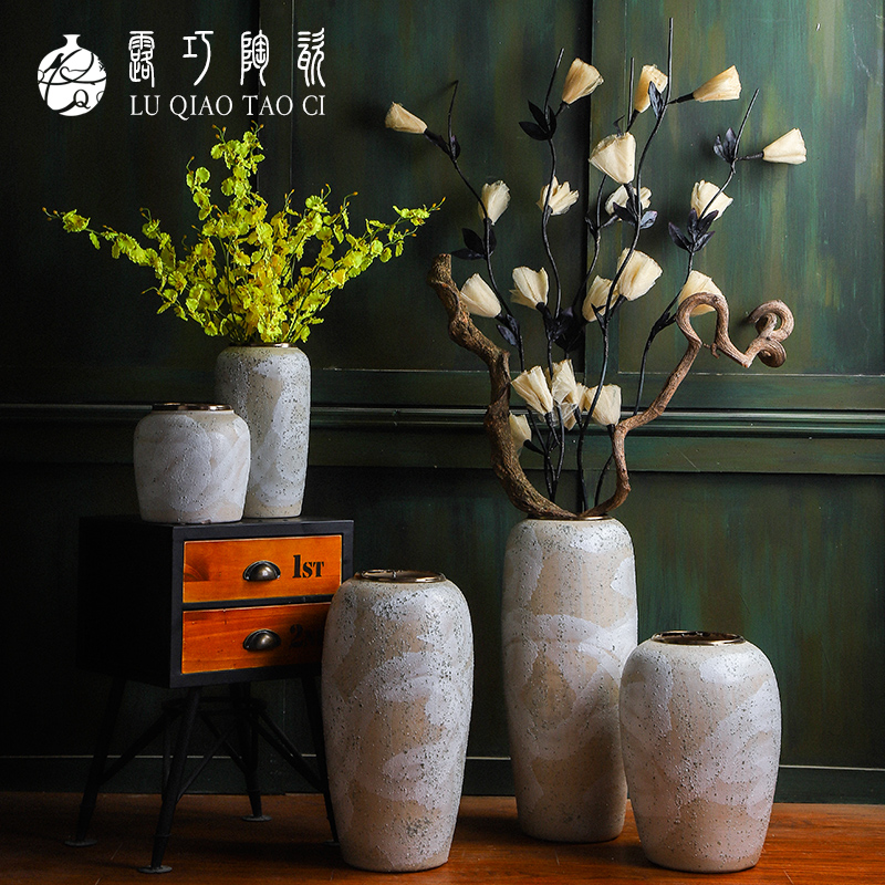 American retro jingdezhen ceramic vase of large sitting room place Chinese flower arranging dried flowers sitting room porch decoration
