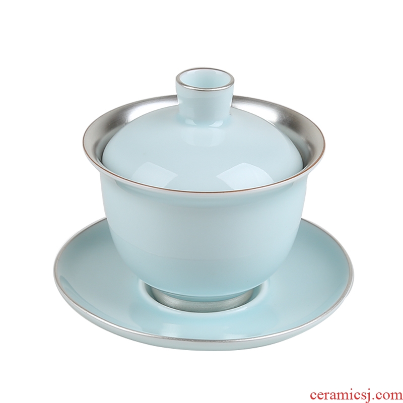 Jingdezhen celadon tea set silver tureen sterling silver 999 quality goods from three new one bowl tureen large cups