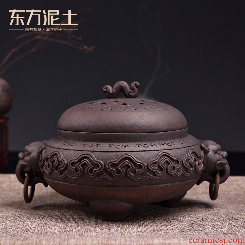 Oriental antique incense buner earth ceramic incense coil aroma stove teahouse study bedroom adornment furnishing articles/xiangyun incense buner