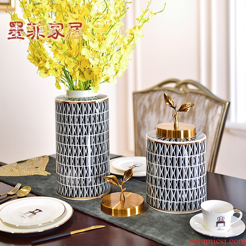 American light key-2 luxury furnishing articles of jingdezhen ceramic vase porch ark, TV ark, example room sitting room adornment ornament
