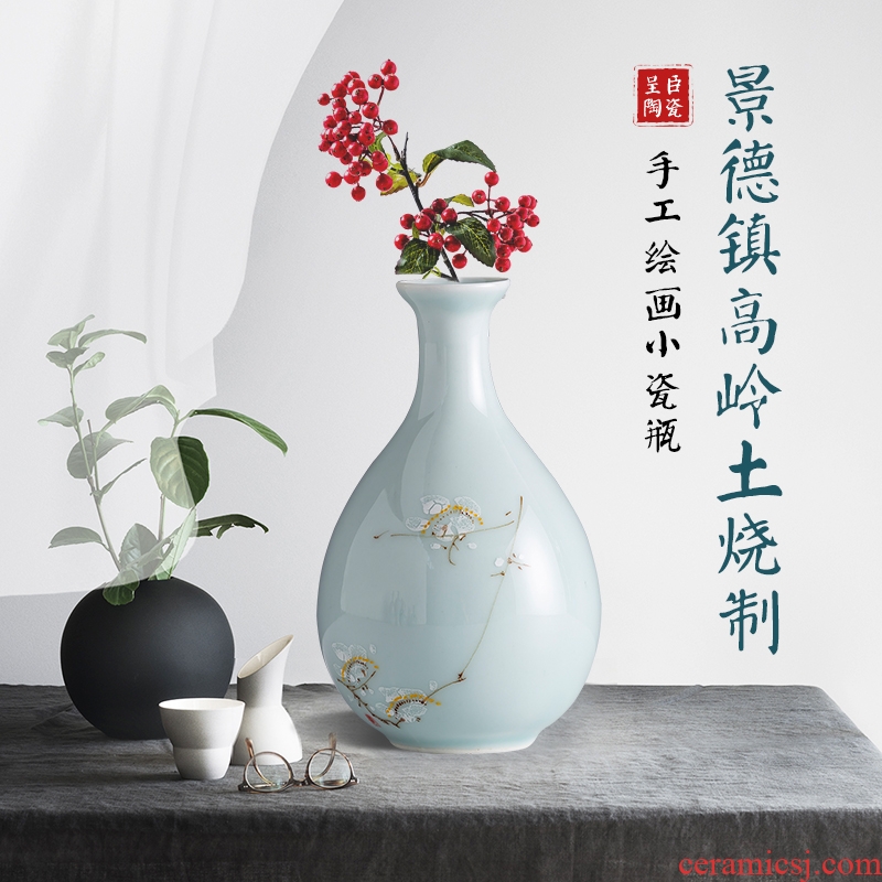 Jingdezhen contracted the new Chinese style is I ceramic floret bottle furnishing articles porch office desk table flower decoration
