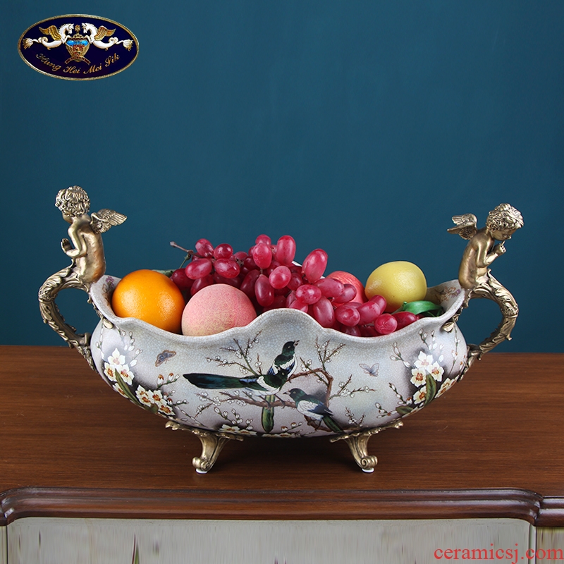 European ceramic creative household soft adornment American retro villa fruit bowl in the sitting room porch place fruit tray