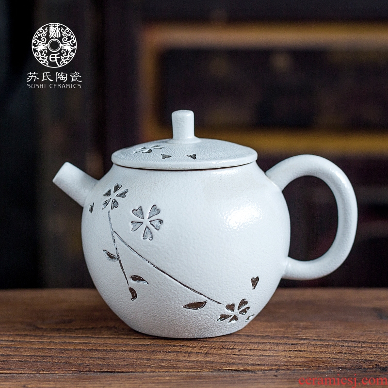 His creative trace silver teapot household small ceramic teapot Japanese kung fu tea set manual single pot
