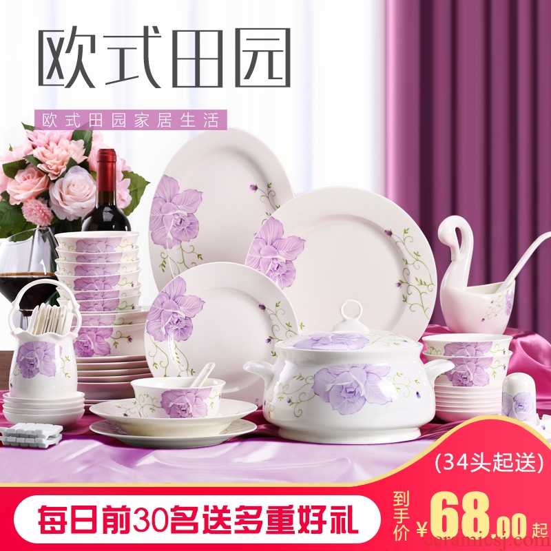 Chinese jingdezhen ceramics tableware portfolio dishes dishes suit household ipads China continental simple gifts