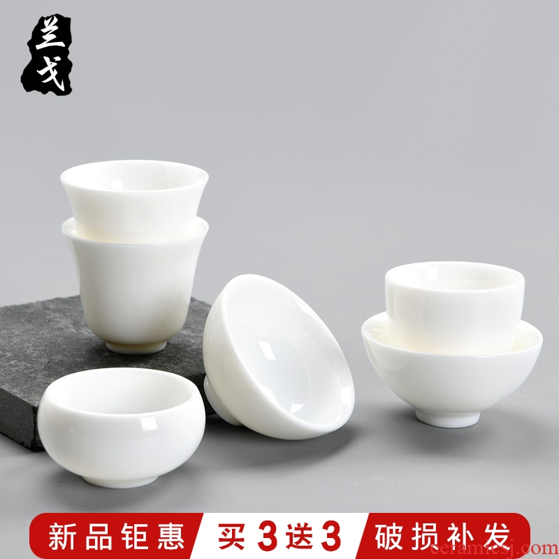 Having dehua white porcelain ceramic sample tea cup kung fu tea set jade porcelain cups new one individual cups cup master single CPU