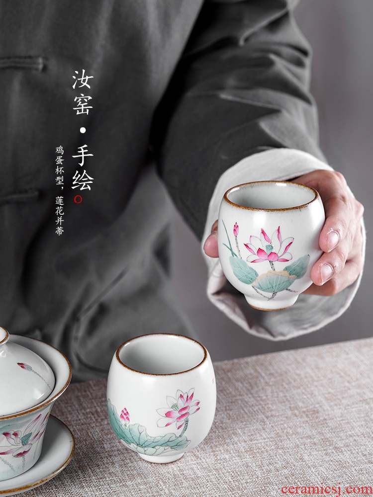 Your up hand - made lotus master cup of jingdezhen ceramic sample tea cup single cup tea set piece of pure manual kung fu tea cups