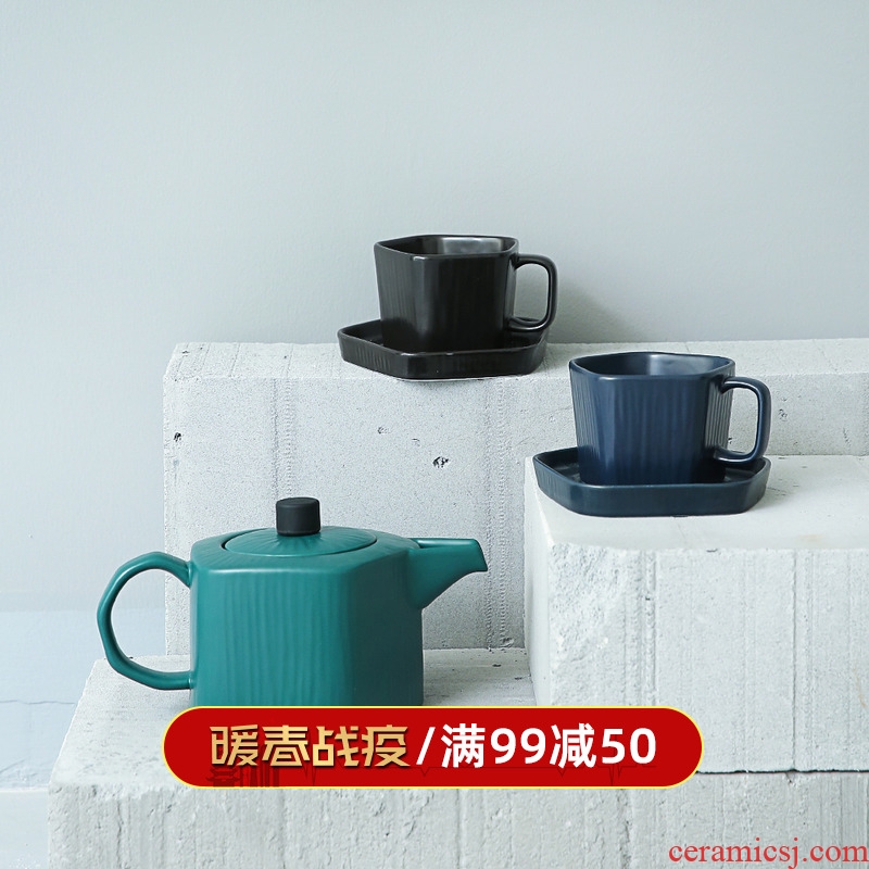 Sichuan in Japanese four - color frosted glazed ceramic tea set on the afternoon of camellia tea cups of coffee cups and saucers CJ - 40