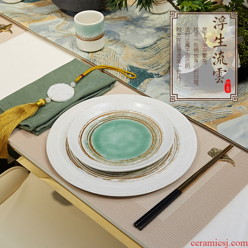 New Chinese style ceramic tableware suit dishes household creative restaurant table light of key-2 luxury furnishing articles between example soft decoration