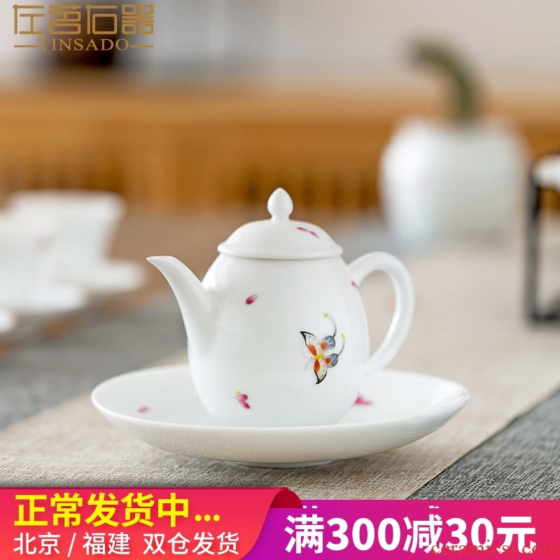 ZuoMing right is sweet white glaze powder enamel teapot mini small single ceramic teapot white porcelain single pot kung fu tea set
