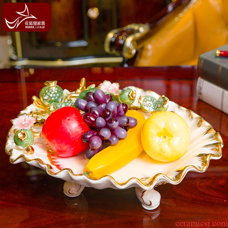 Europe type restoring ancient ways ceramic fruit bowl sitting room, dining - room creative household adornment large embossment pomegranate creative furnishing articles