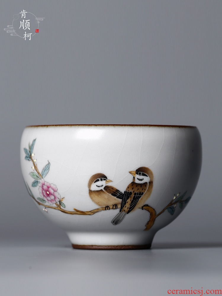 Jingdezhen female pure manual hand - made the master sample tea cup cup single cup your up ceramic cups kung fu tea set male birds and flowers