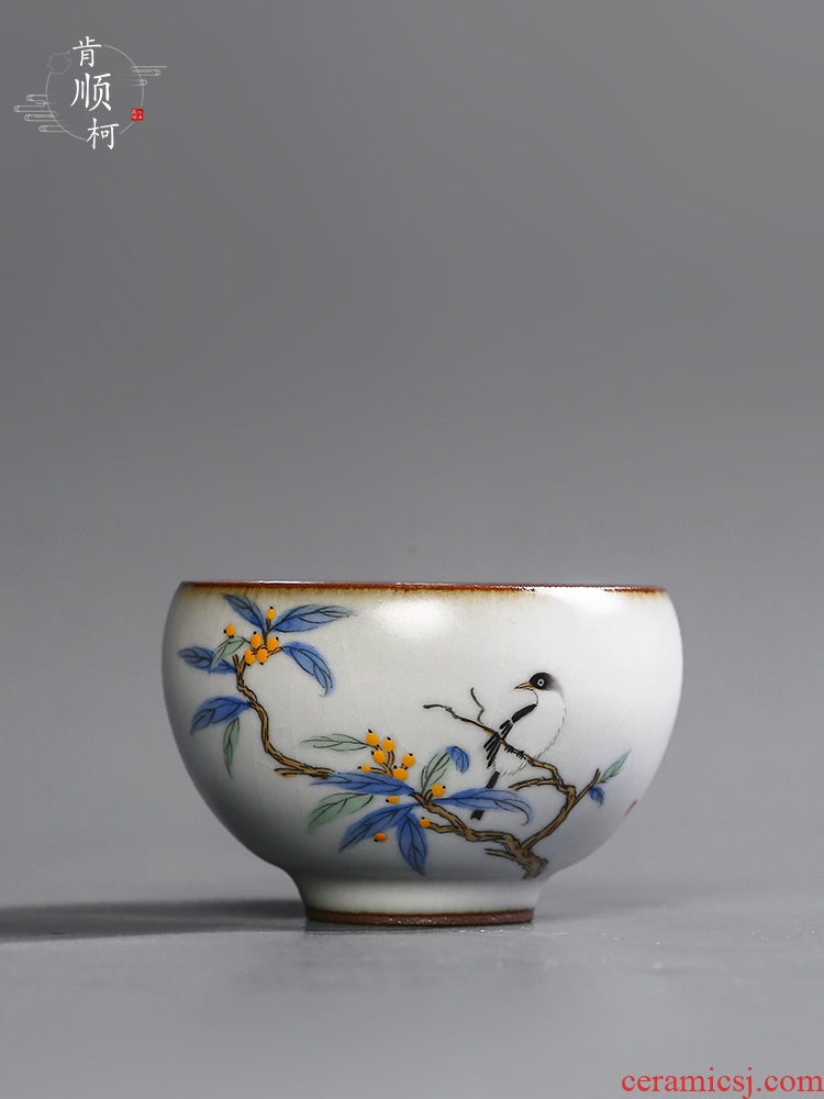 Jingdezhen hand - made painting of flowers and master kung fu tea cup of pure manual single cup tea set to open the slice your up ceramic sample tea cup
