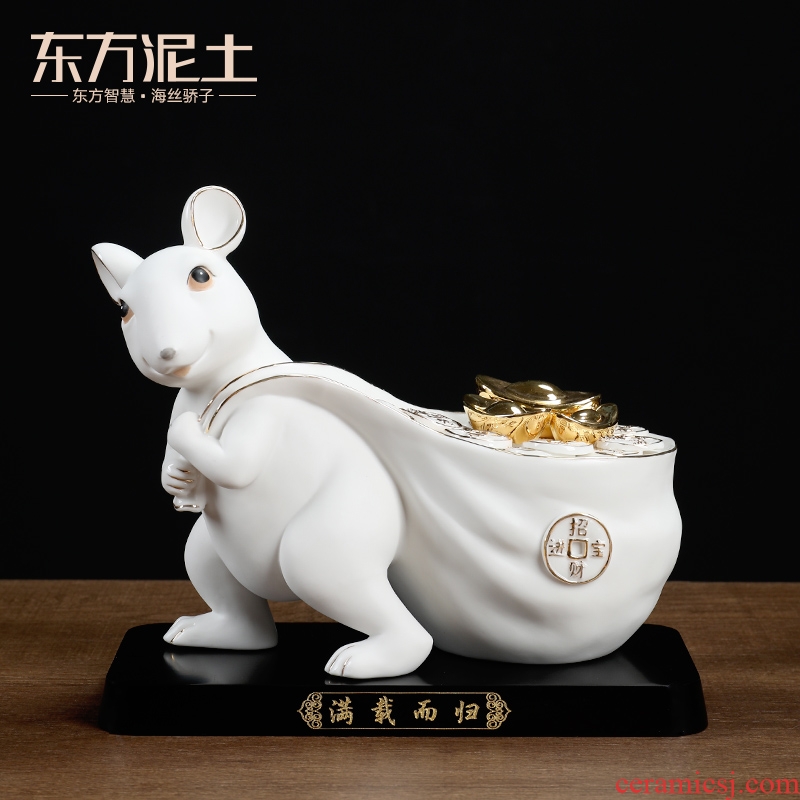 Oriental clay ceramic paint mice furnishing articles 2020 year of the rat mascot gift office/fill their carts