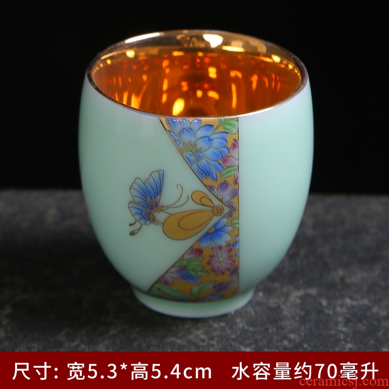 Jingdezhen 999 sterling silver celadon kung fu tea colored enamel household ceramics coppering. As silver cups of a complete set of accessories