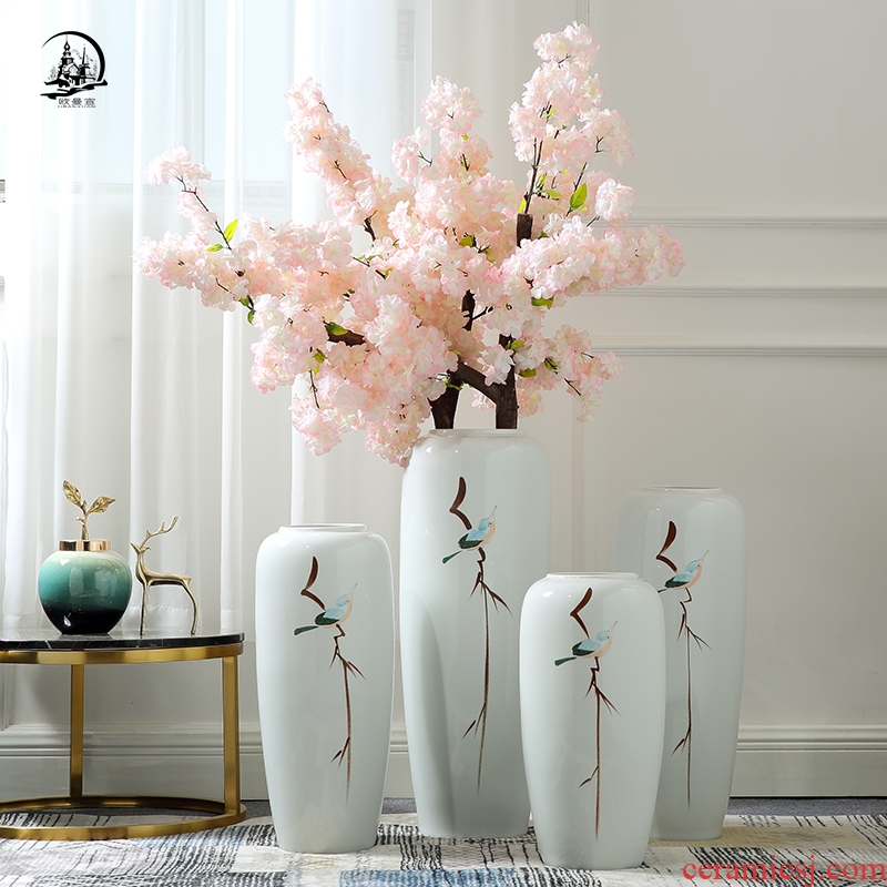 Jingdezhen new Chinese vase landing large I and contracted sitting room TV ark, flower arranging ceramic household act the role ofing is tasted