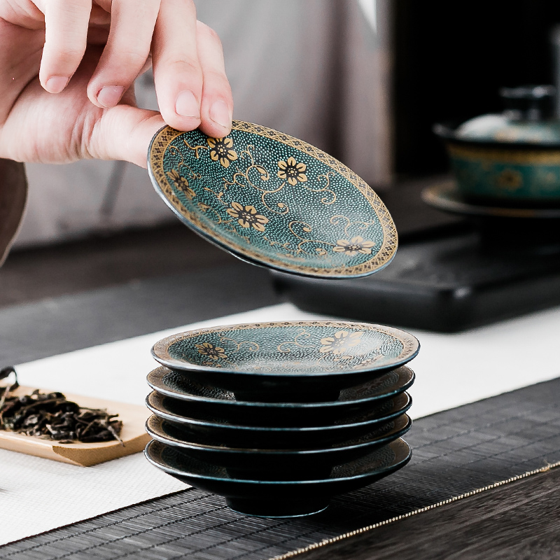 NiuRen saucer of black glass cup mat coarse pottery tea mat old household kung fu tea set contracted period of mud tea spare parts