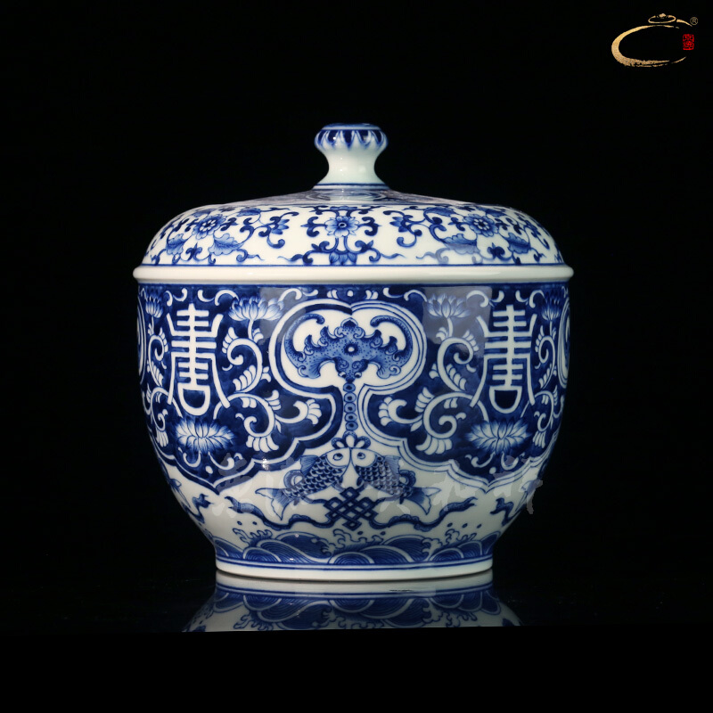 And auspicious ceramics by hand And tea powder POTS put POTS jingdezhen porcelain live more caddy fixings gift boxes