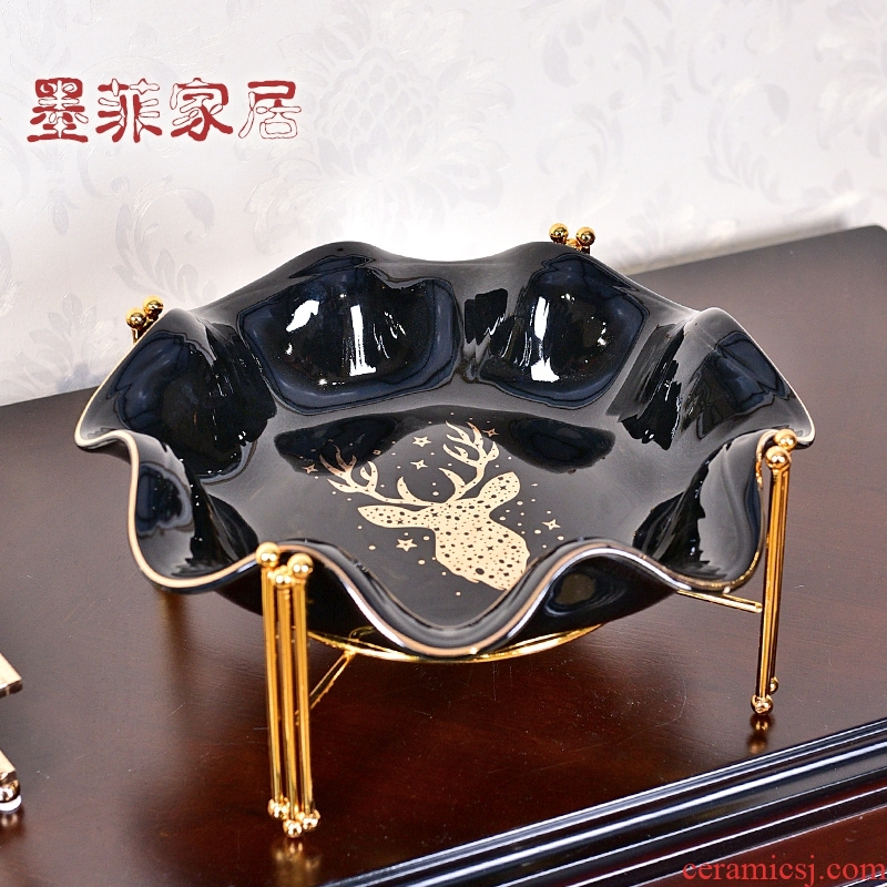 Light European - style key-2 luxury creative ceramic fruit bowl of the big bowl of modern Chinese New Year snacks sitting room tea table plate household candy dishes