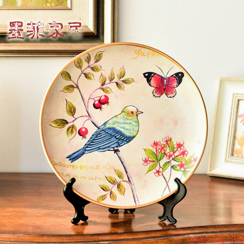 Chinese style restoring ancient ways American ceramic plate furnishing articles household decorates sitting room European - style decoration sat dish rich ancient frame handicraft