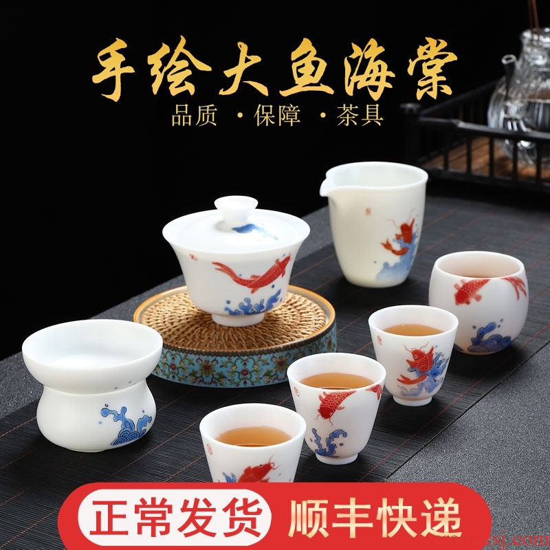 Implement the optimal product them thin body hand - made tureen tea, checking out ceramic cups kung fu tea set sample tea cup home