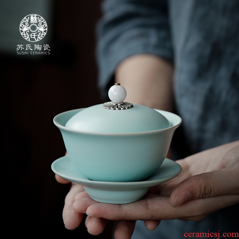 Su ceramic ceramic cups to open the slice your up tureen kung fu bowl to raise three tea bowl of tea