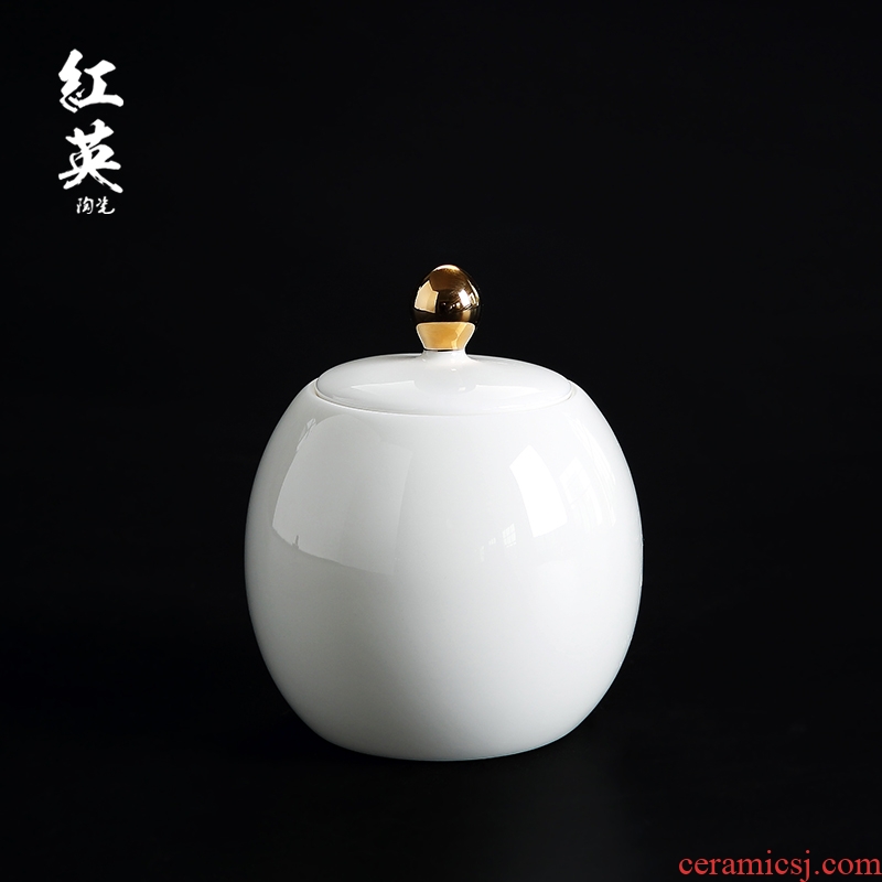 Jingdezhen ceramic tea caddy fixings portable small home warehouse sealed storage POTS mini tea pot