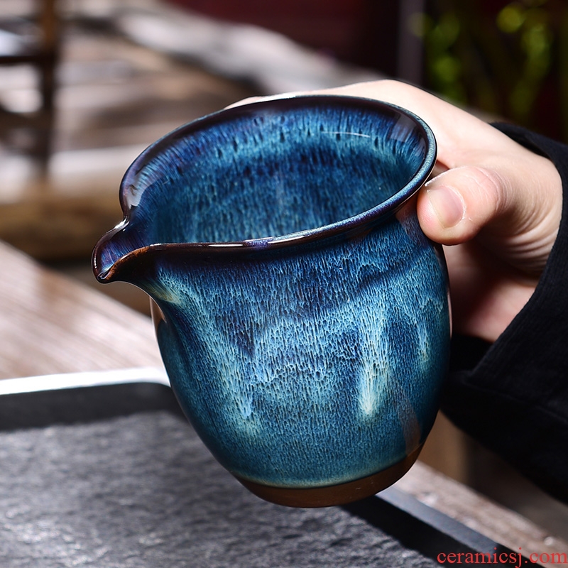 Laugh, obsidian variable TuHao wiredrawing built light household ceramics fair keller built red glaze, the points of tea tea set
