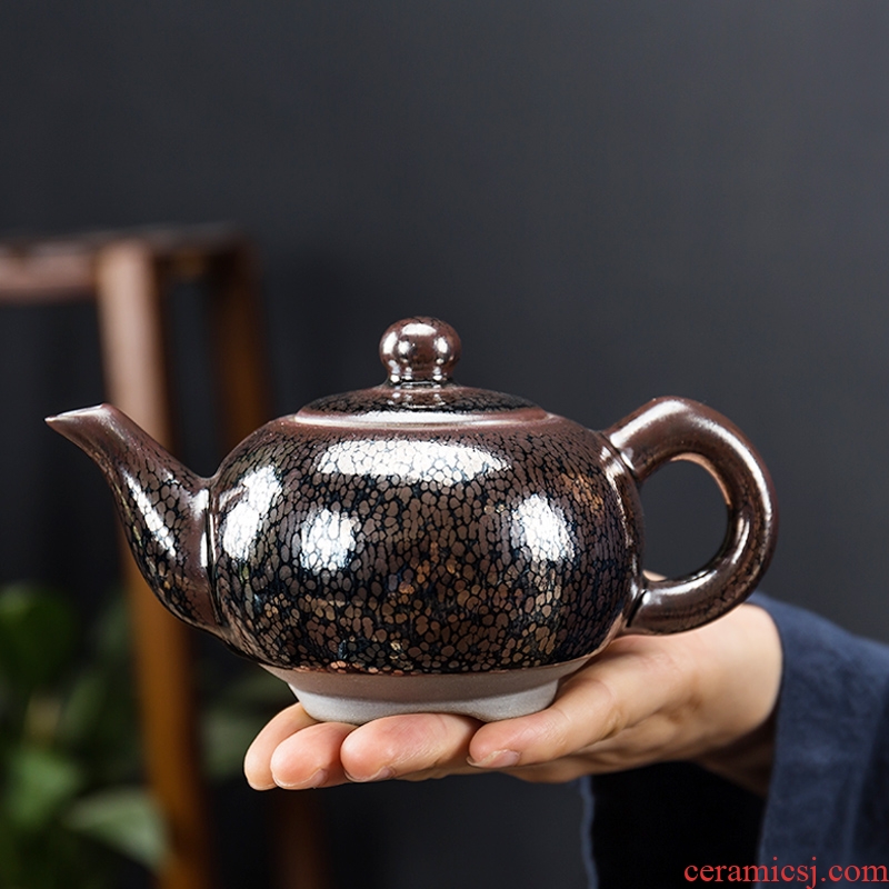Tang Yan fang built one teapot tea ware household jianyang tire iron droplets restoring ancient ways single pot of temmoku ceramic kung fu tea set