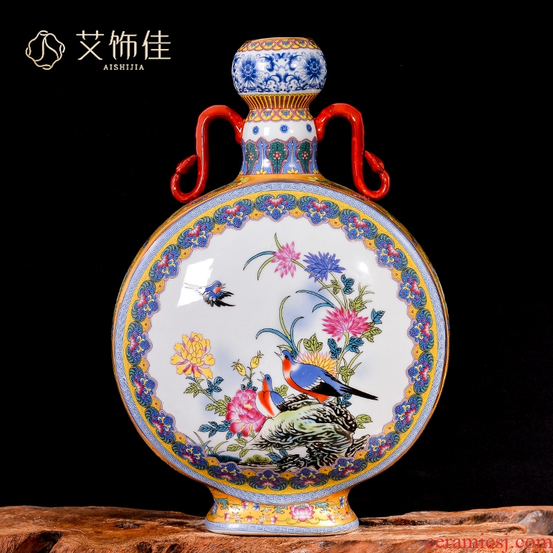 Jingdezhen ceramics vase archaize colored enamel flower arranging Chinese rich ancient frame decorate the sitting room porch place restoring ancient ways