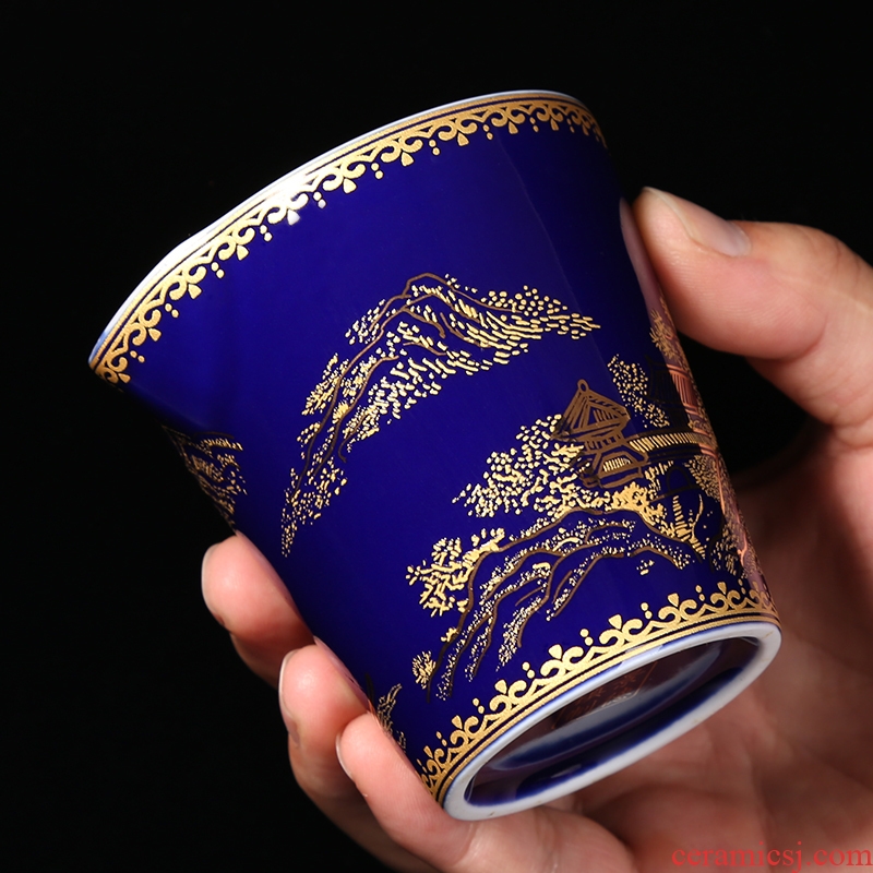 Creative fair silver cup 999 silver checking kung fu tea tea is tea sea thickening heat - resistant ceramic coppering. As silver